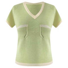 Chanel 04C 2004 cruise logo by Karl Lagerfeld cashmere light green