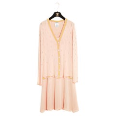 Chanel 04C Ensemble FR38 Resort 2004 Rosa gestricktes Ensemble-Set UK10 US8