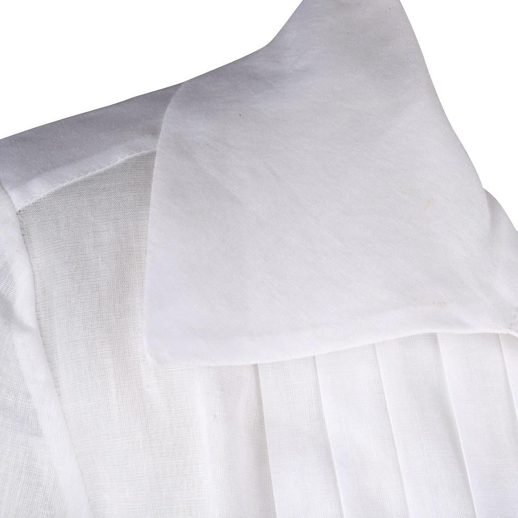 Chanel 04C Top White Cotton Tuxedo Pleating Detail Pearl Buttons 42 / 8 2