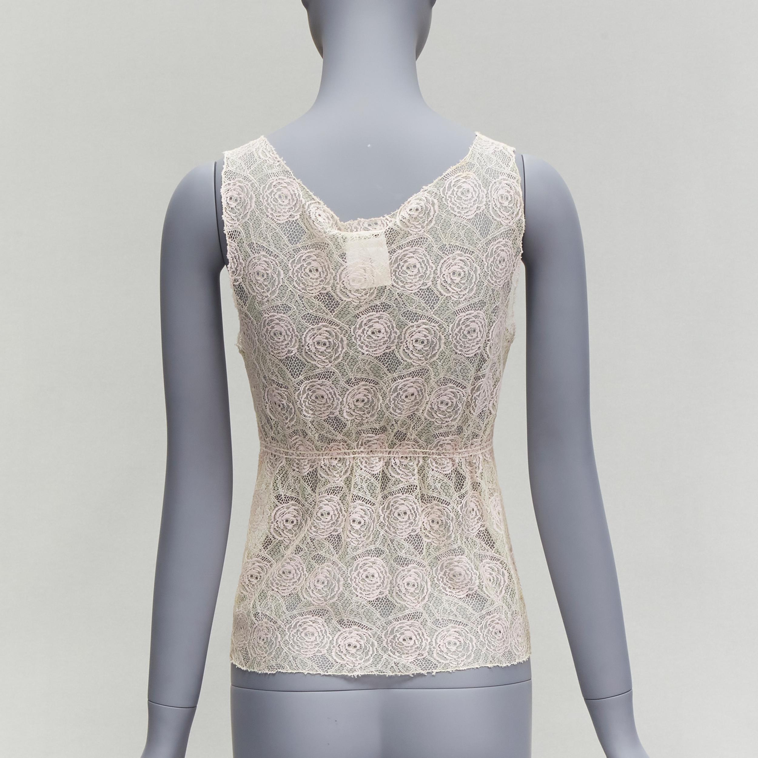 Women's CHANEL 04C Vintage CC Byzantine Gripoix glitter applique Camellia lace top FR38 For Sale