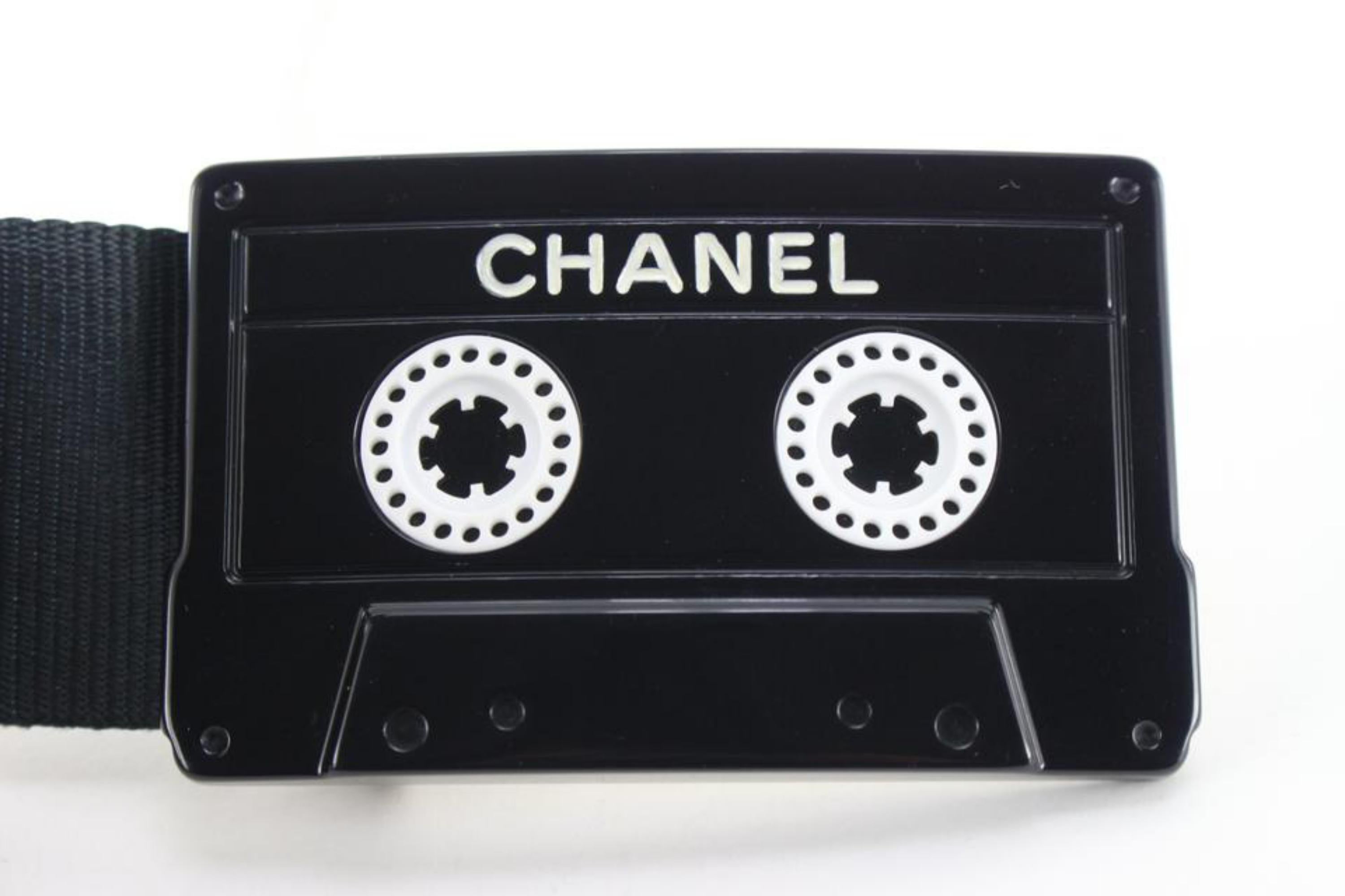 Chanel 04P 85/34 Cassette Tape Motif Belt Black Red Nylon 53ck77s For Sale 5