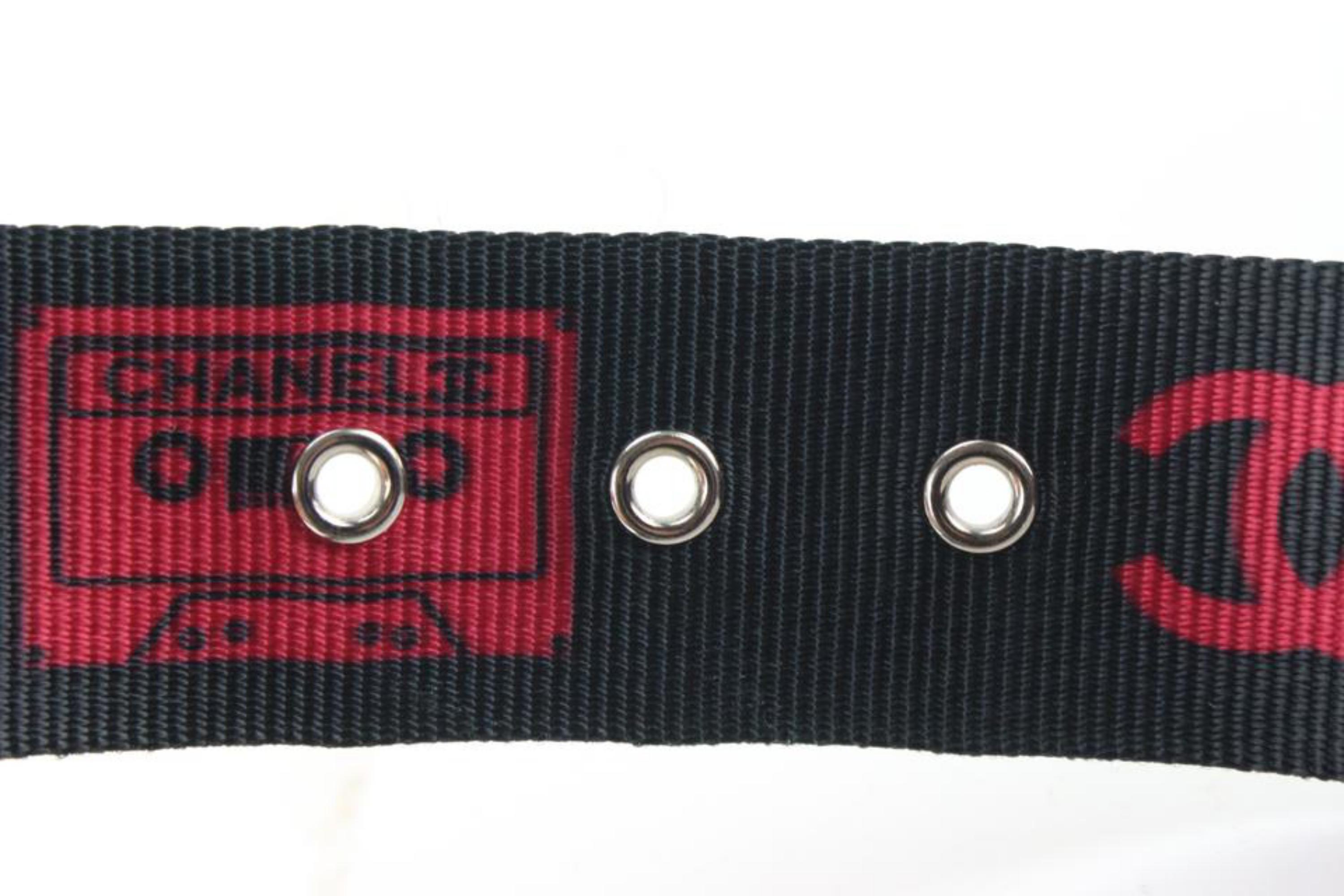 Chanel 04P 85/34 Cassette Tape Motif Belt Black Red Nylon 53ck77s In Excellent Condition In Dix hills, NY