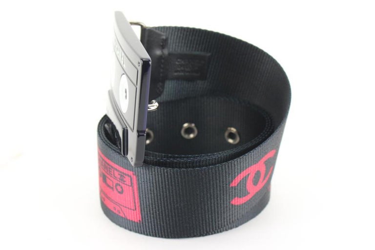 Chanel 04 P Cassette Nylon Belt Chanel 04P 85/34 Cassette Tape Motif Belt Black Red Nylon  main image 2