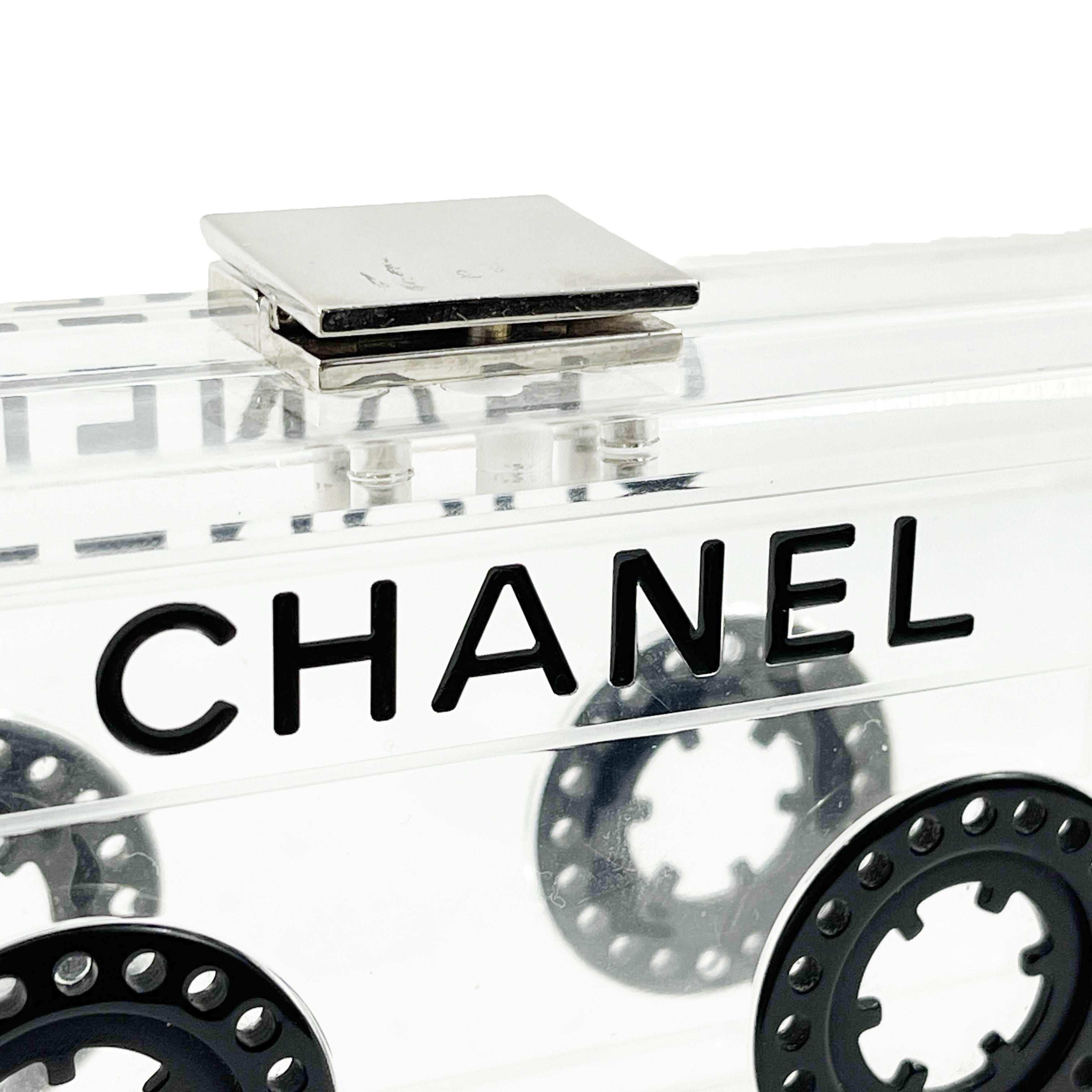 CHANEL - 04P Acrylic Cassette Player Clutch Clear Wristlet CC Rare Minaudiere 5