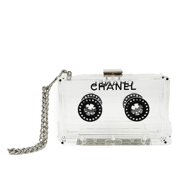 Chanel Runway Black Resin Crystal Pearl Clutch Bag