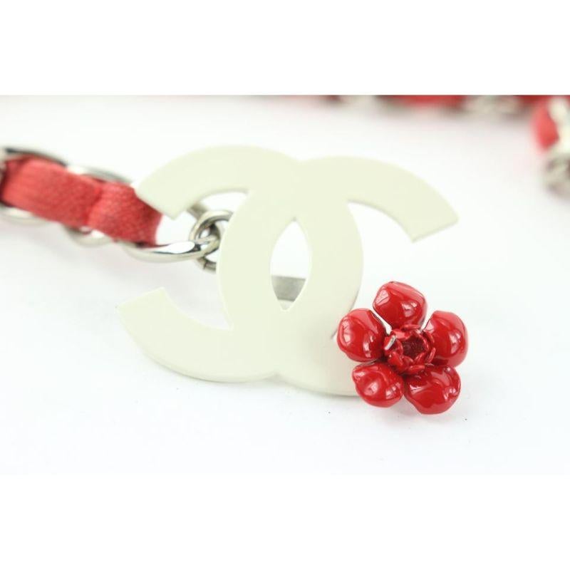 Beige Chanel 04P Red Camellia Chain Belt or Floral Necklace 717ccs323