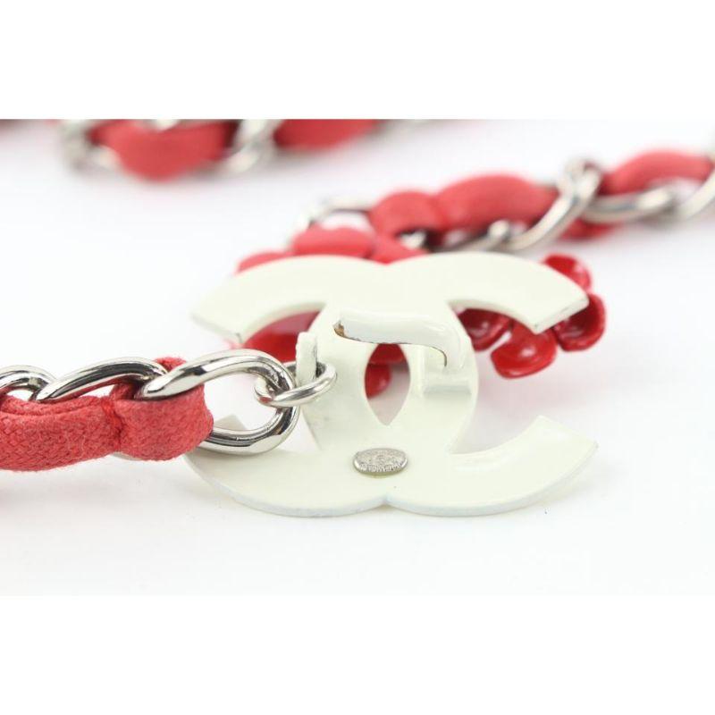 Chanel 04P Red Camellia Chain Belt or Floral Necklace 717ccs323 In Good Condition In Dix hills, NY