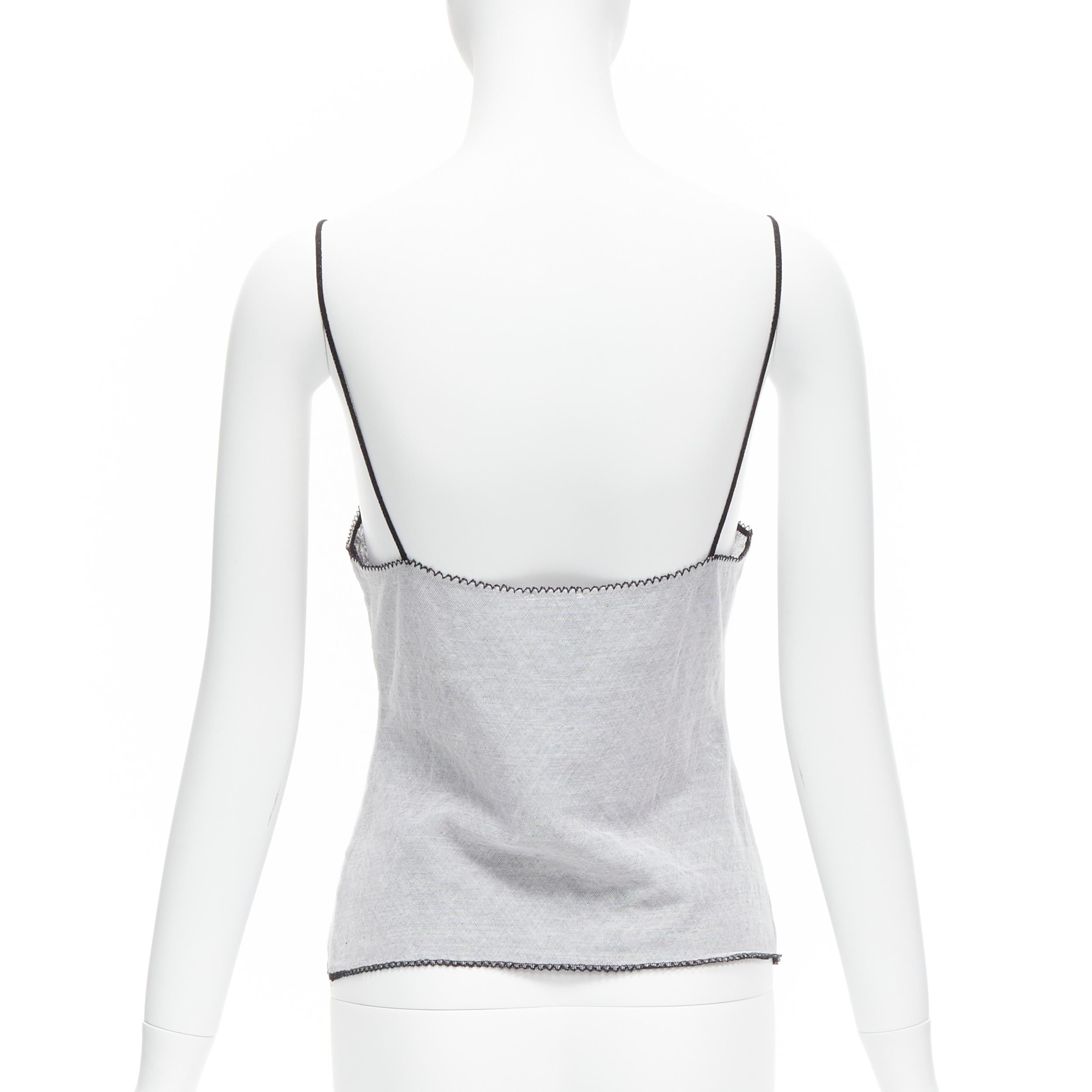 Donna CHANEL 04P Vintage No.5 CC canottiera cami bianca trasparente con finiture nere FR40 L in vendita