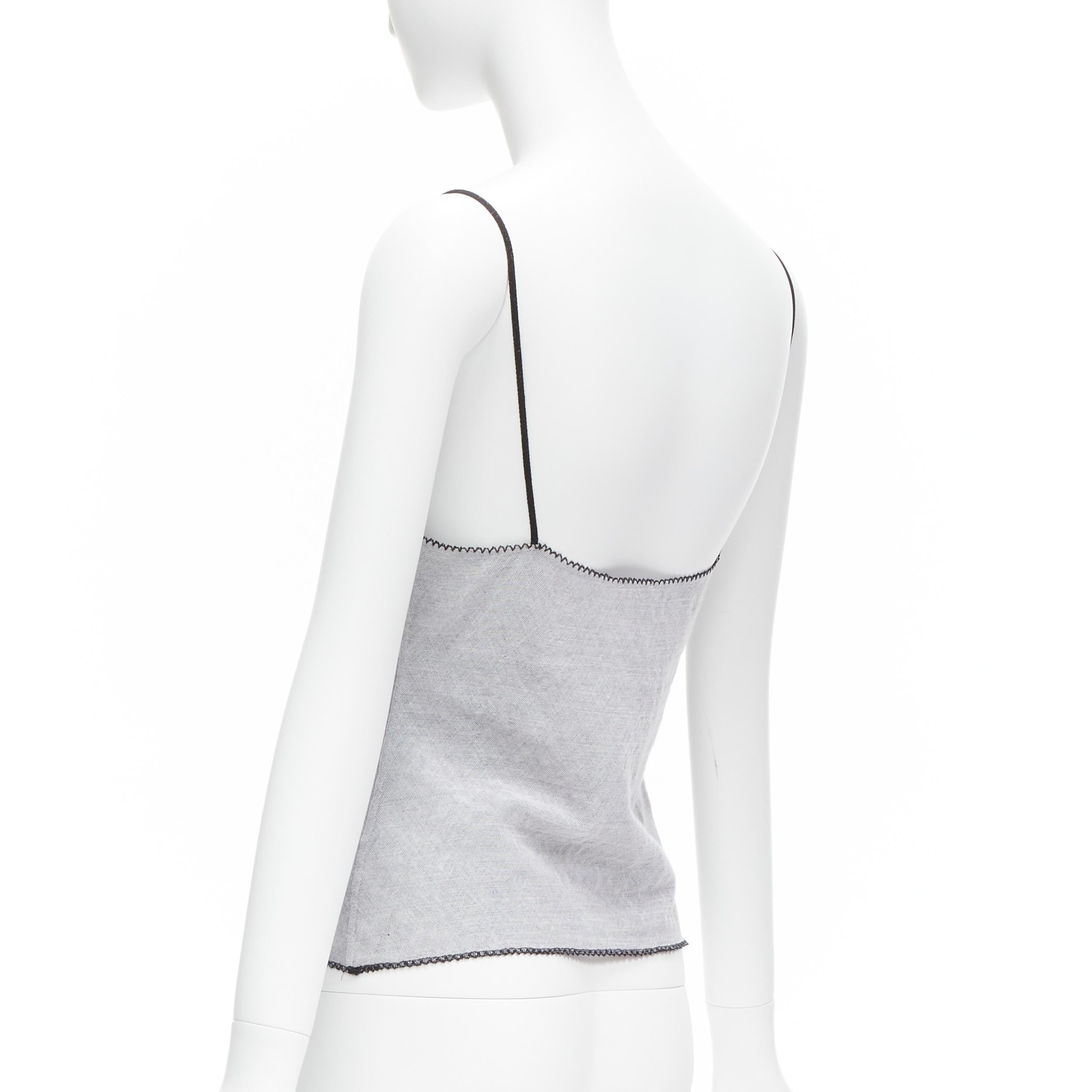 CHANEL 04P Vintage No.5 CC canottiera cami bianca trasparente con finiture nere FR40 L in vendita 1