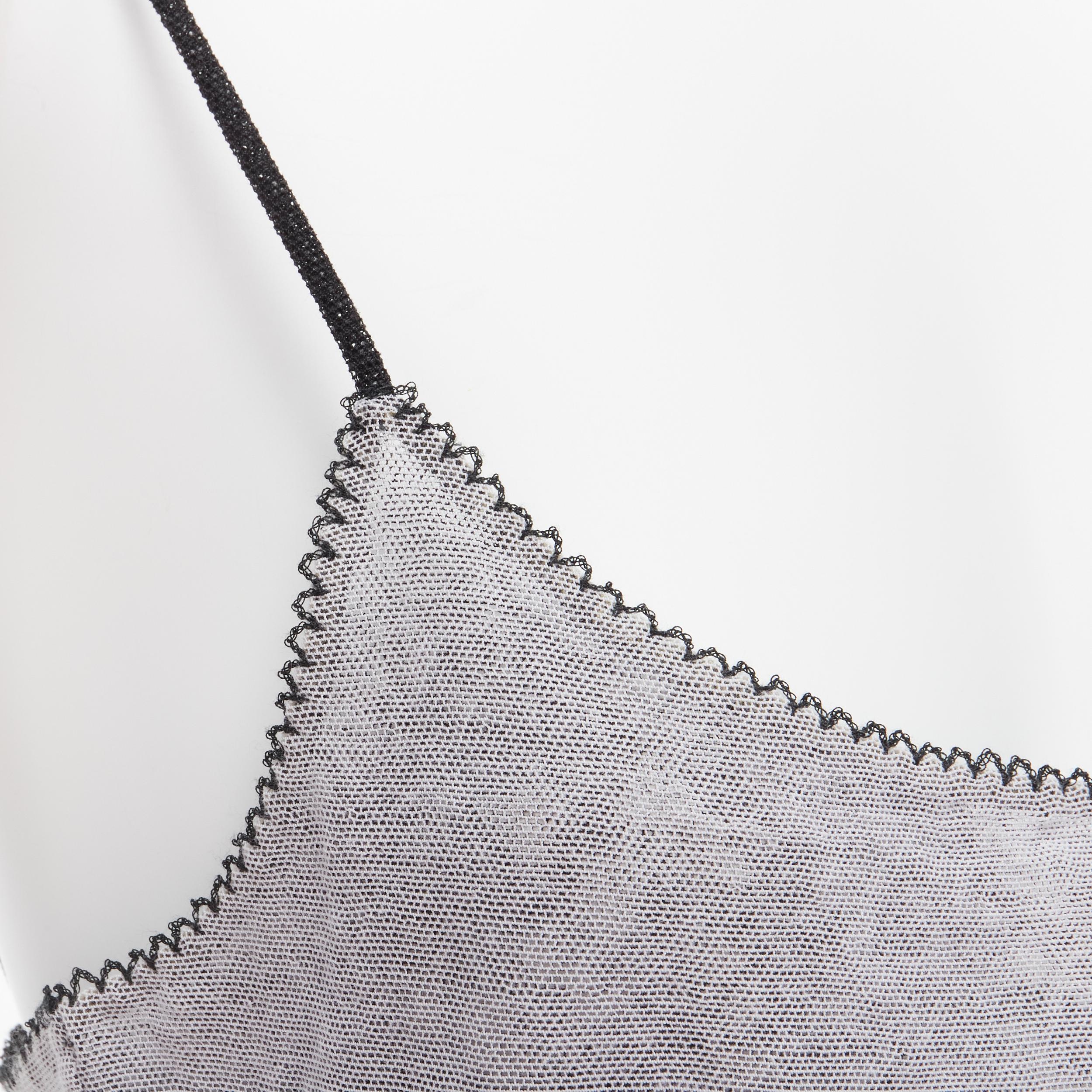 CHANEL 04P Vintage No.5 CC canottiera cami bianca trasparente con finiture nere FR40 L in vendita 3