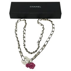 Chanel 04P White Chain Belt or Floral Necklace