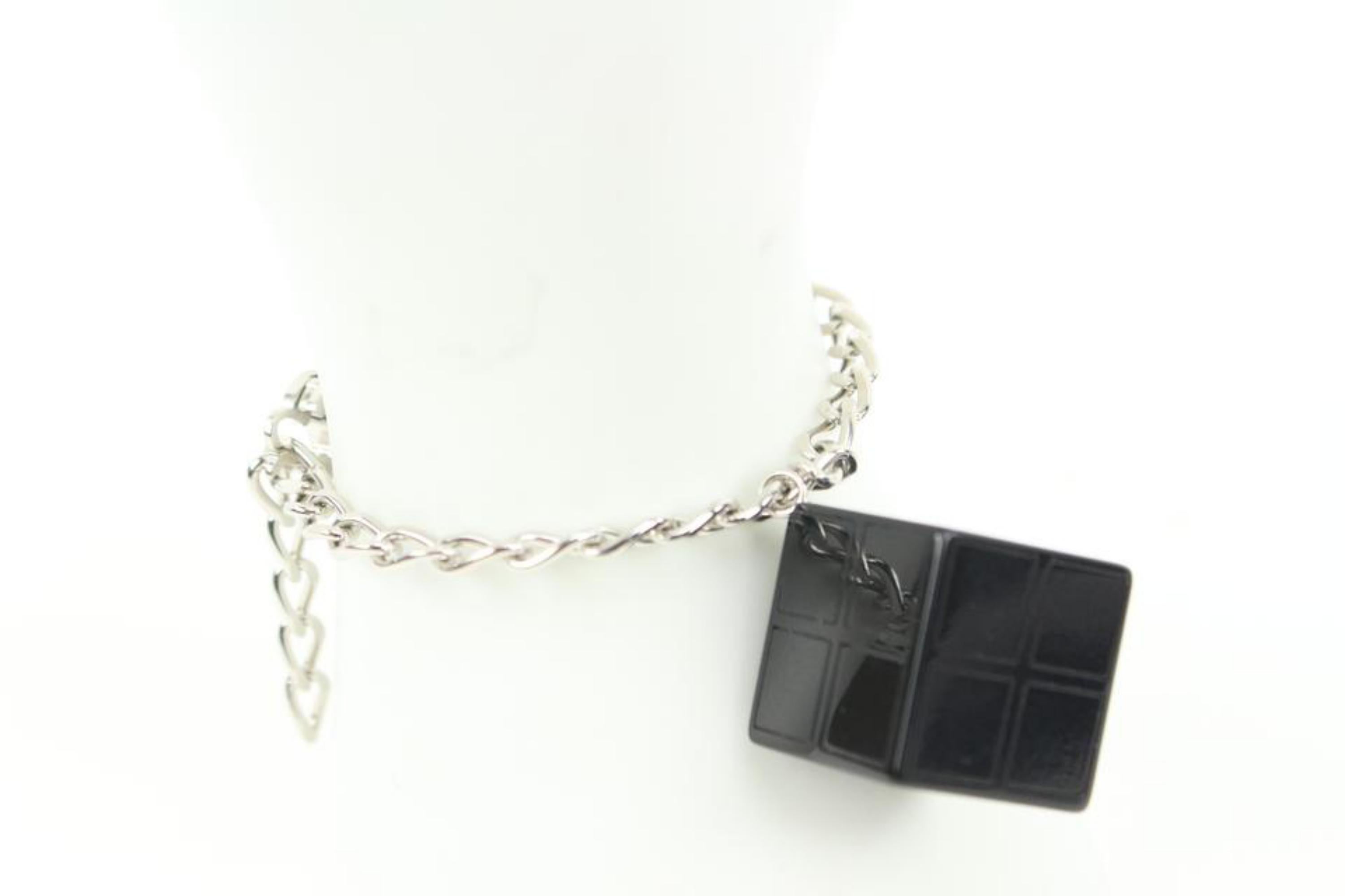 Chanel 04s Black x Silver CC Logo Cube Block Bracelet 16ck311s For Sale 1