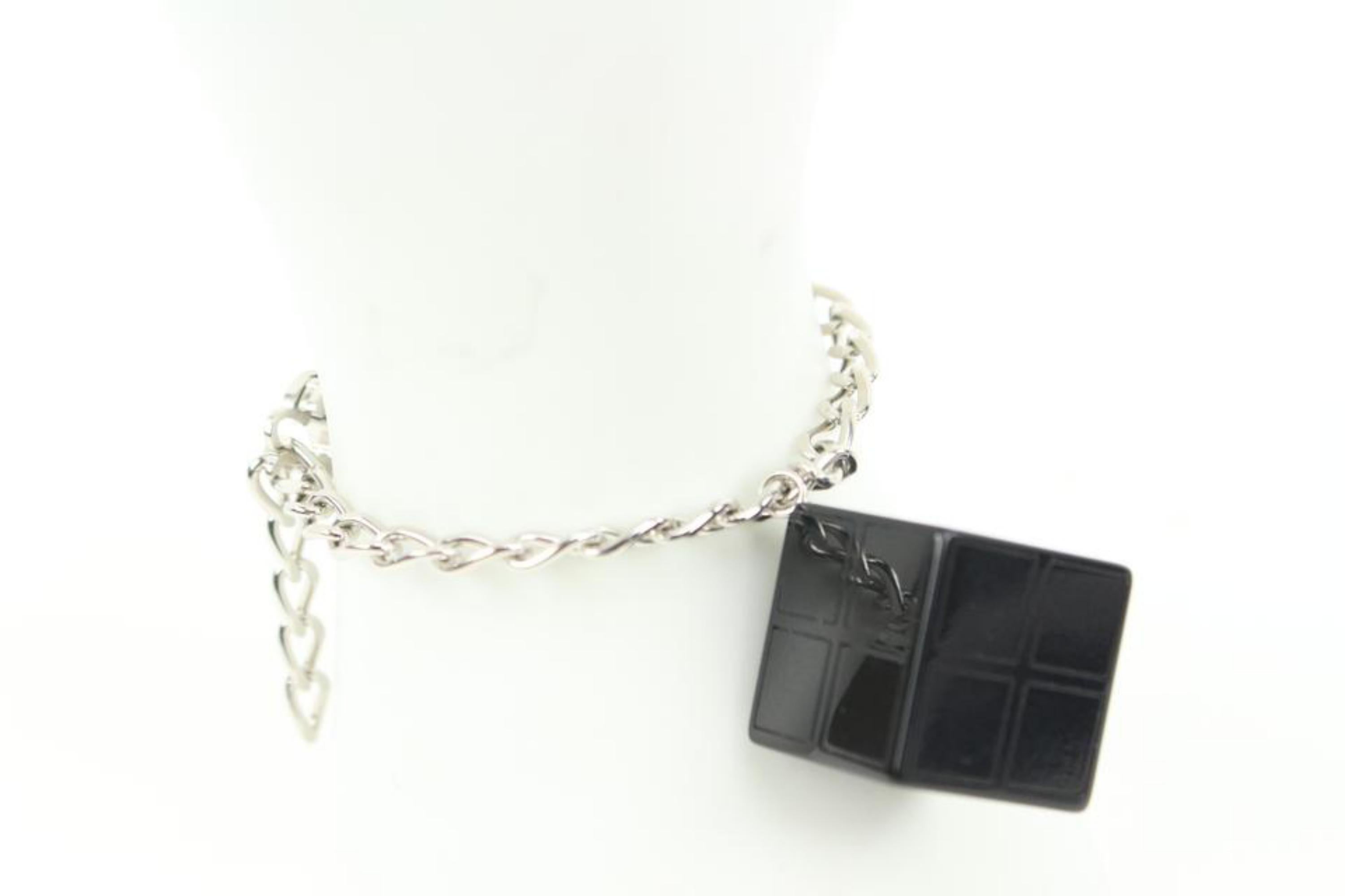 Chanel 04s Black x Silver CC Logo Cube Block Bracelet 16ck311s 1