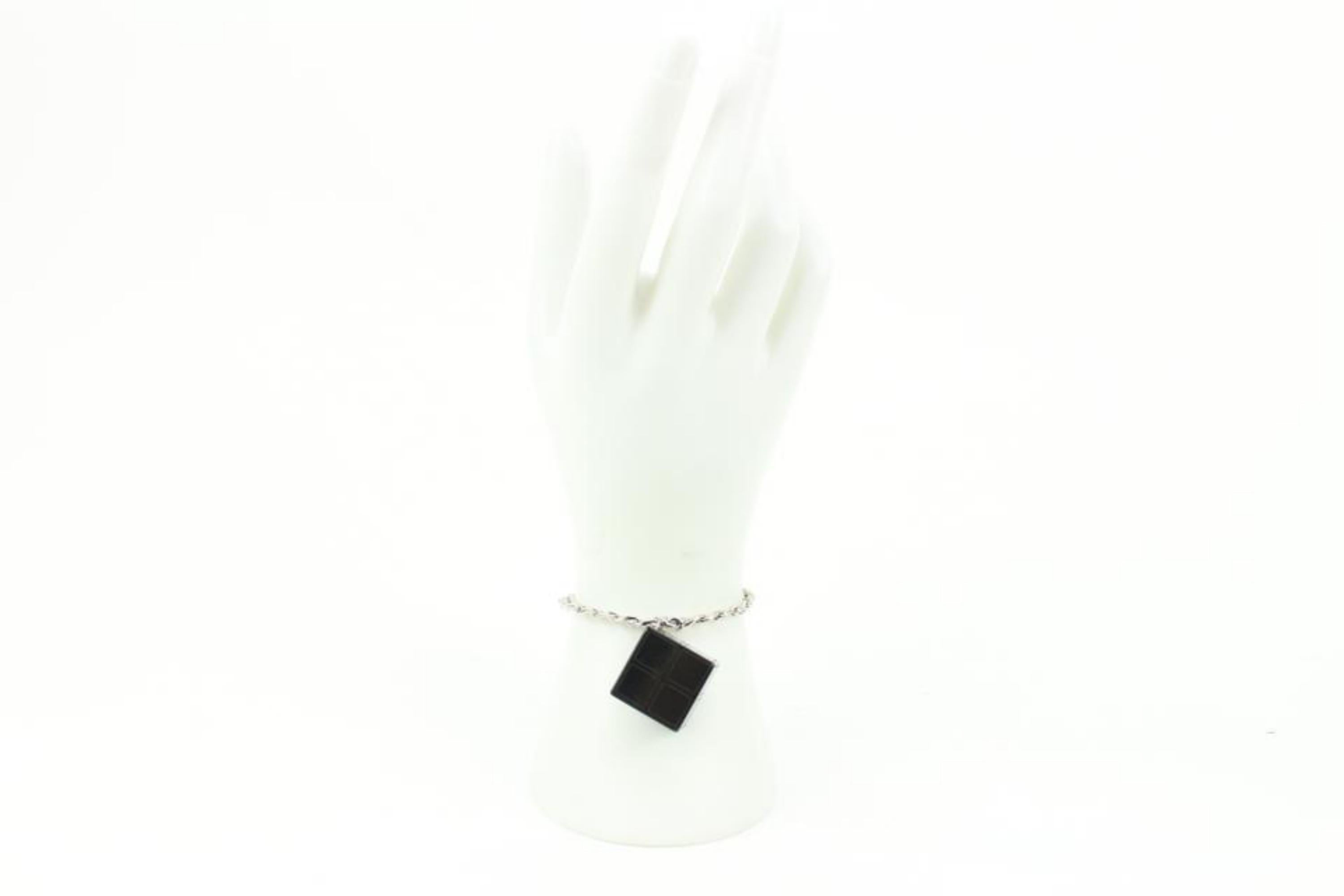 Chanel 04s Schwarz x Silber CC Logo Würfelblock-Armband 16ck311s im Angebot 4