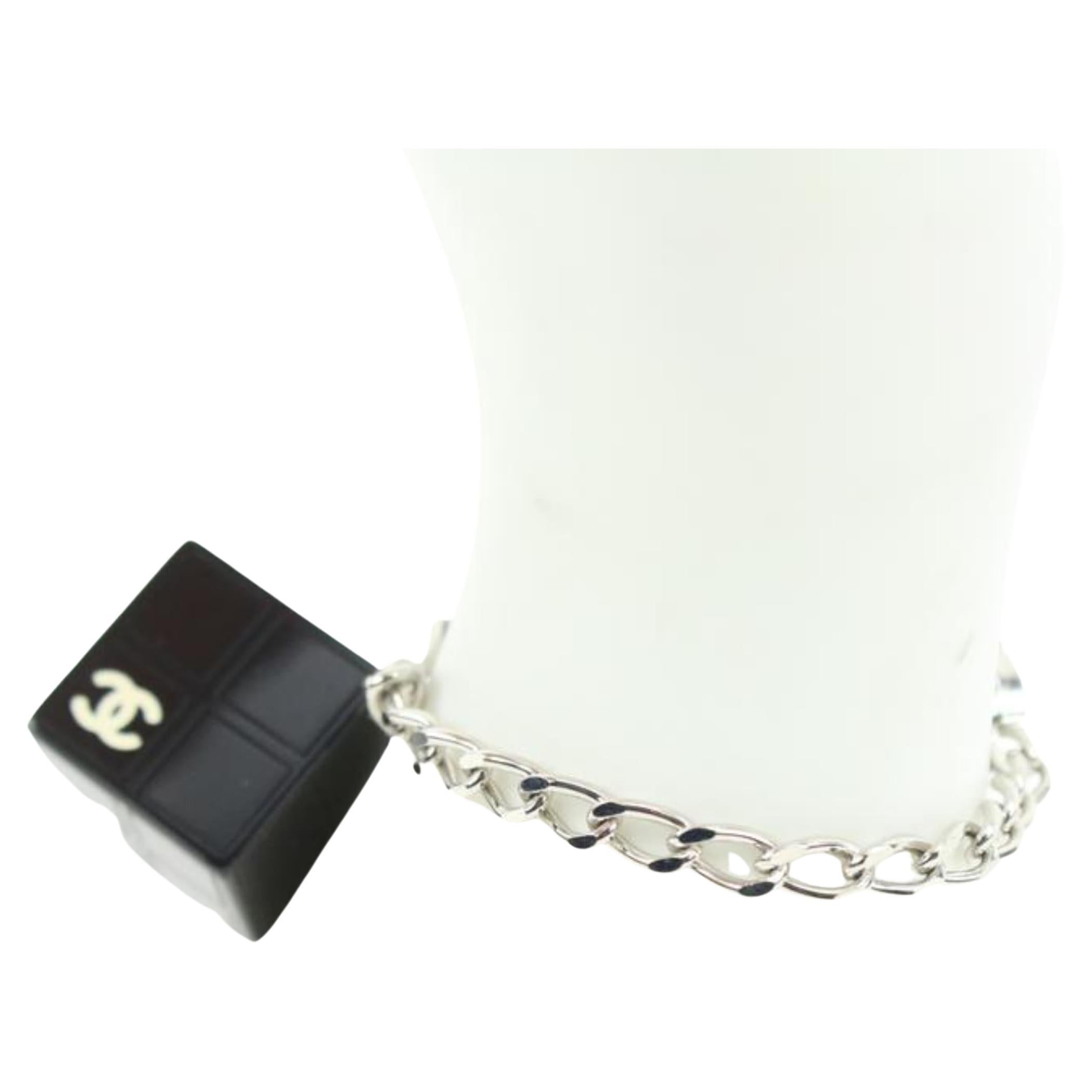 Chanel 04s Black x Silver CC Logo Cube Block Bracelet 16ck311s