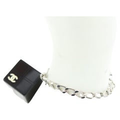 Chanel 04s Schwarz x Silber CC Logo Würfelblock-Armband 16ck311s