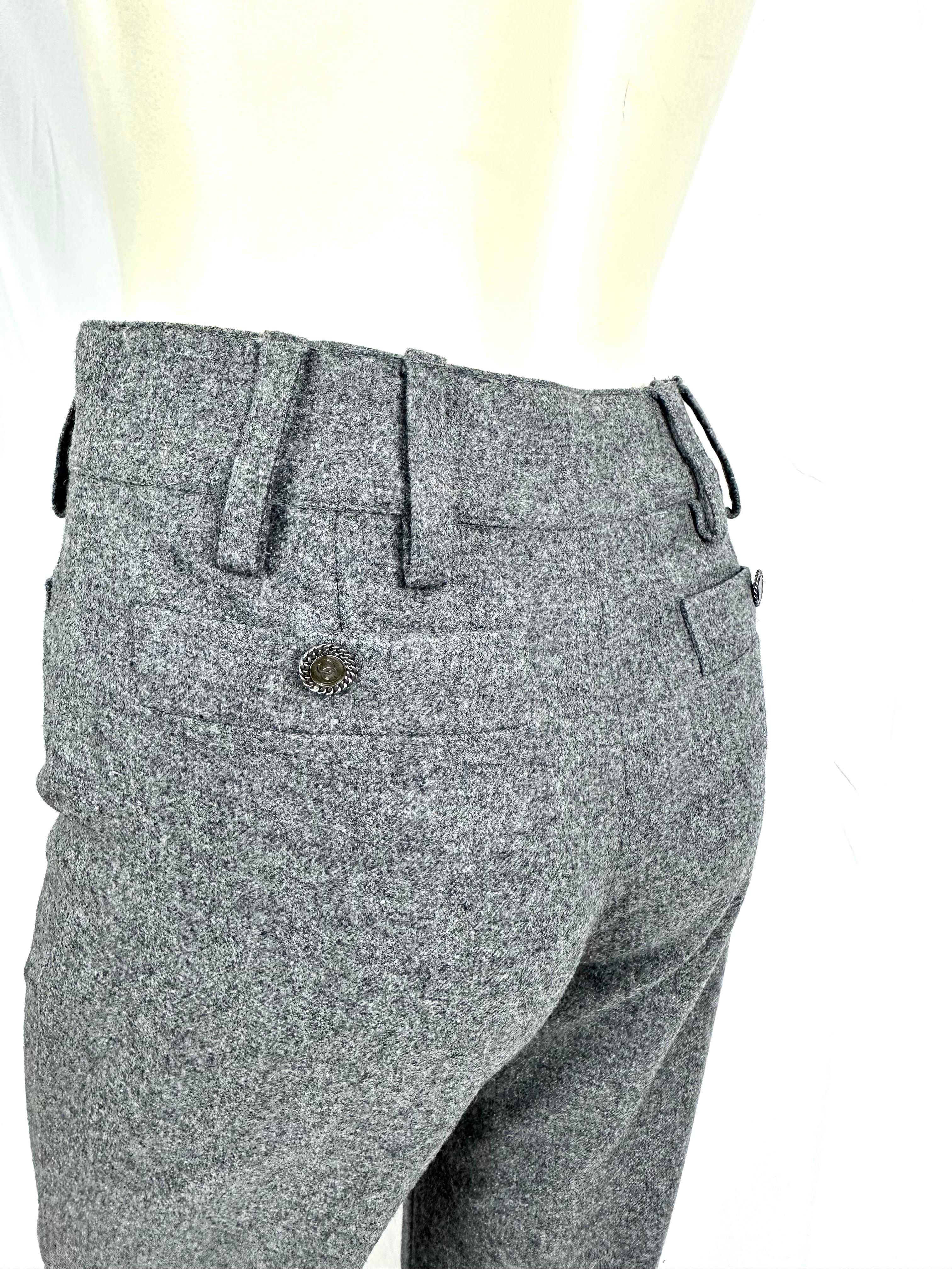 Chanel 05 A Pant grey wool size 38 For Sale 5