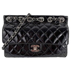 CHANEL 05 Patent Chain Through Flap Bag Quilted - Black / Silver-tone Crossbody