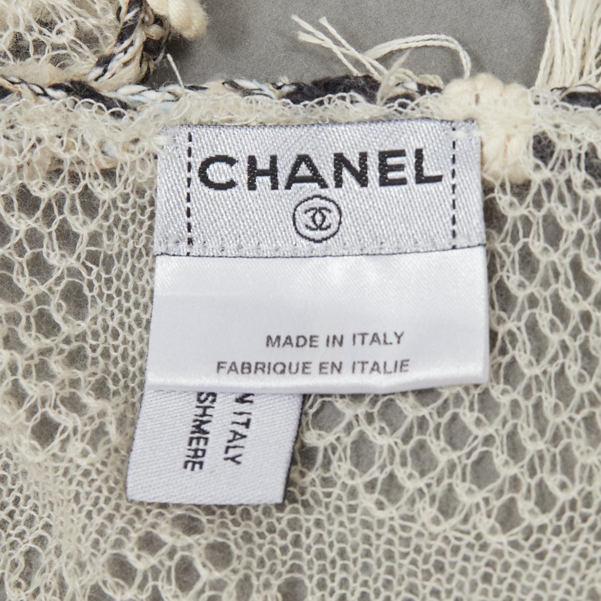 CHANEL 05C 100% cashmere logo knit tweed Camellia brooch cardigan FR38 M 4