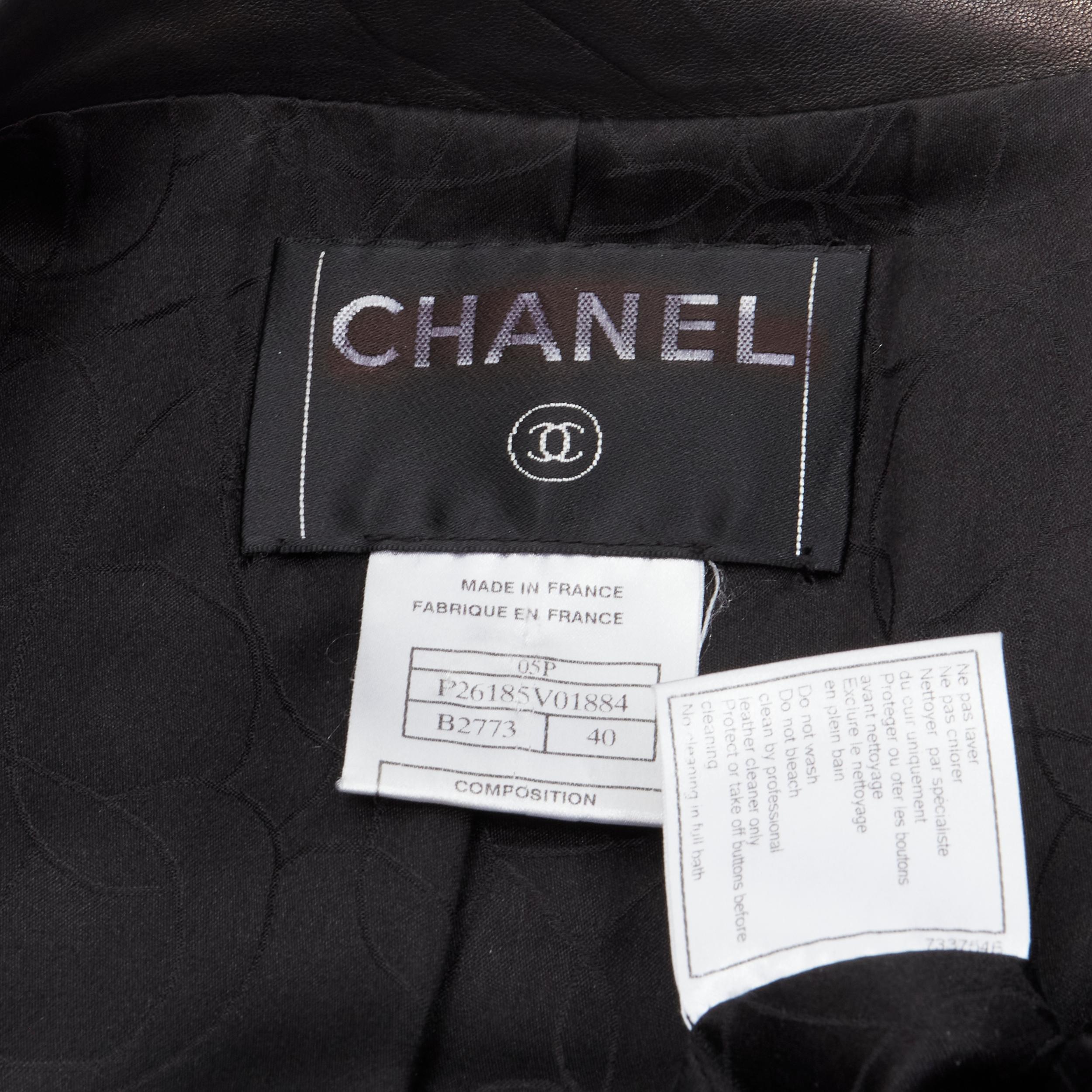 CHANEL 05P black crinkled creased lambskin leather 4-pocket jacket FR40 M 8