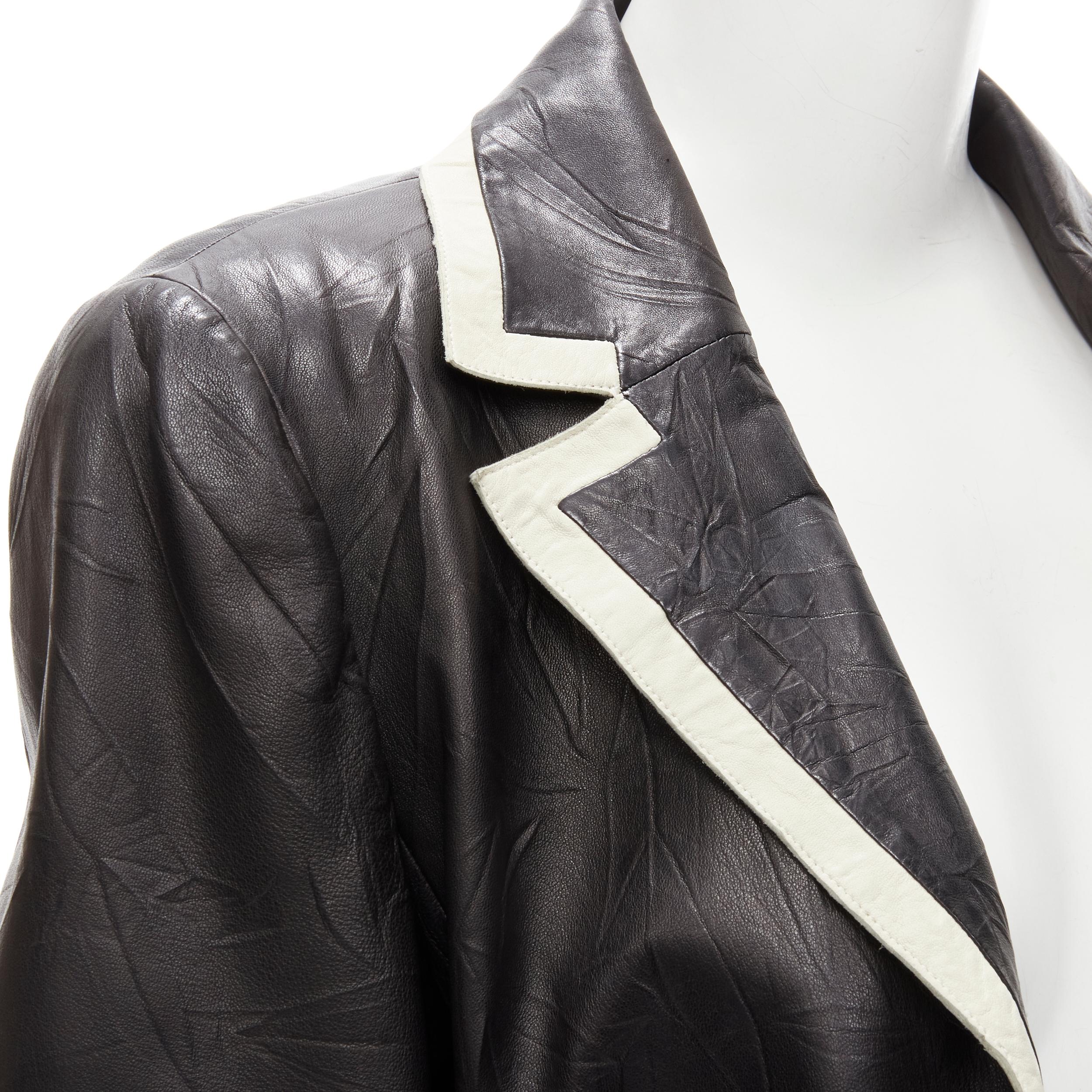CHANEL 05P black crinkled creased lambskin leather 4-pocket jacket FR40 M 3
