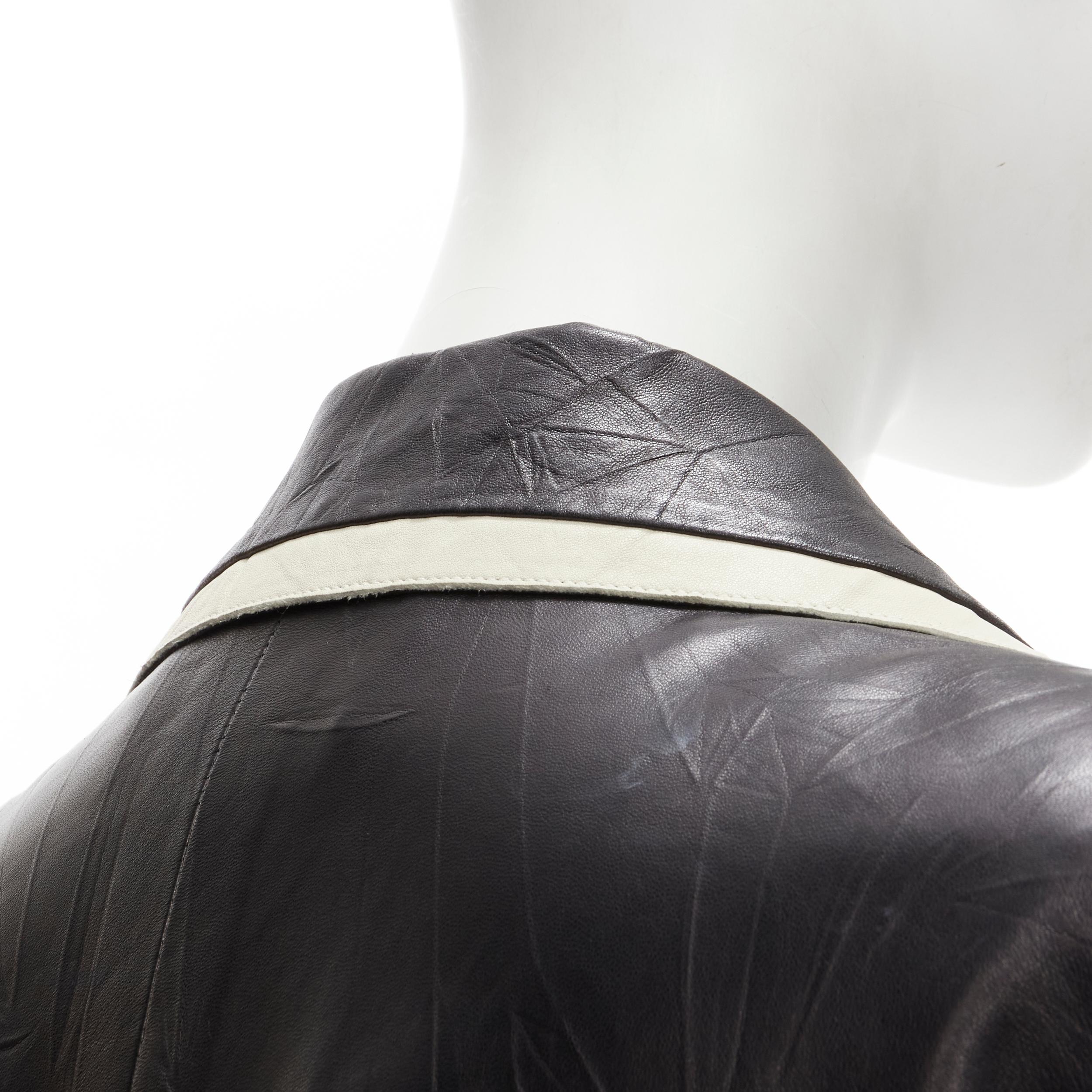 CHANEL 05P black crinkled creased lambskin leather 4-pocket jacket FR40 M 4