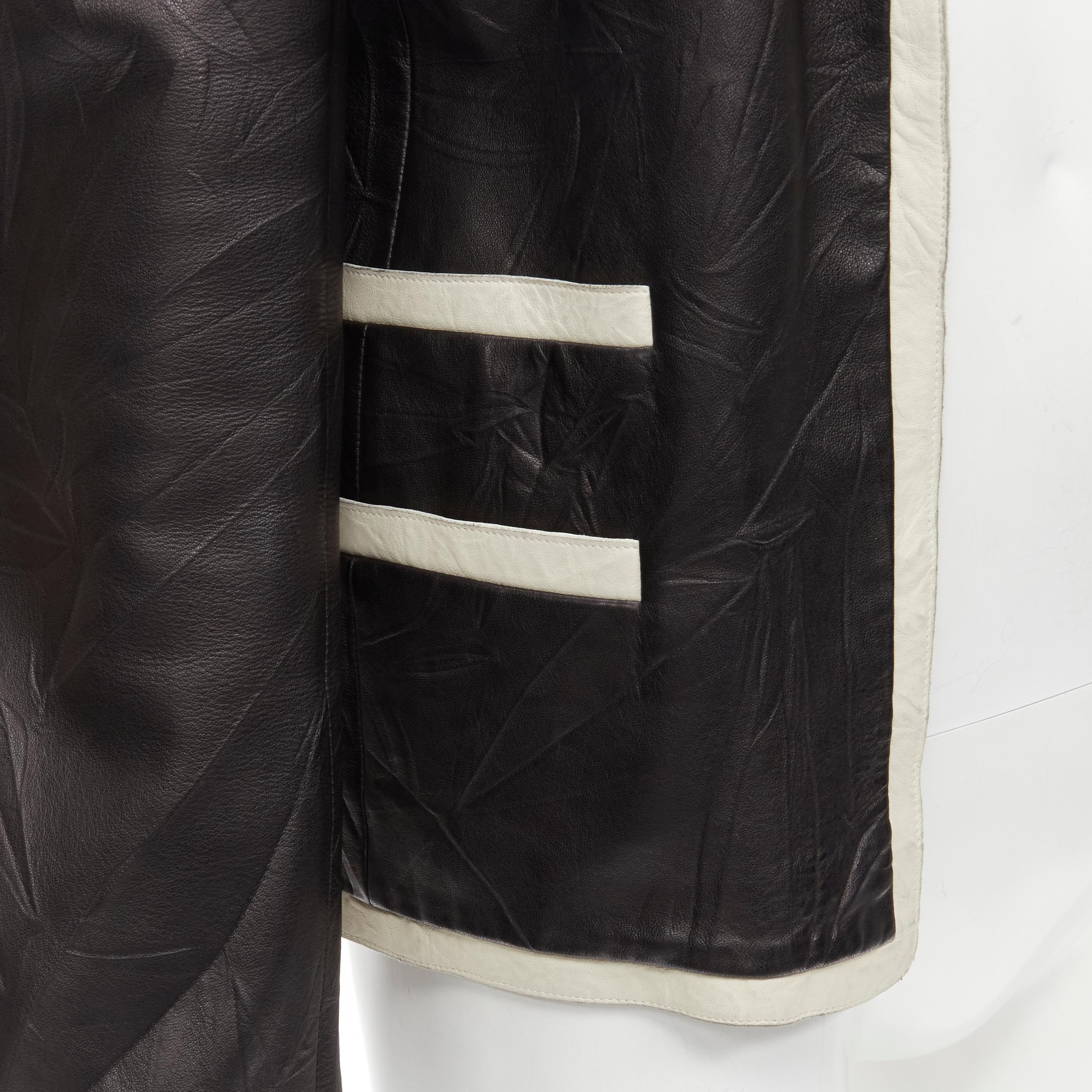 CHANEL 05P black crinkled creased lambskin leather 4-pocket jacket FR40 M 5