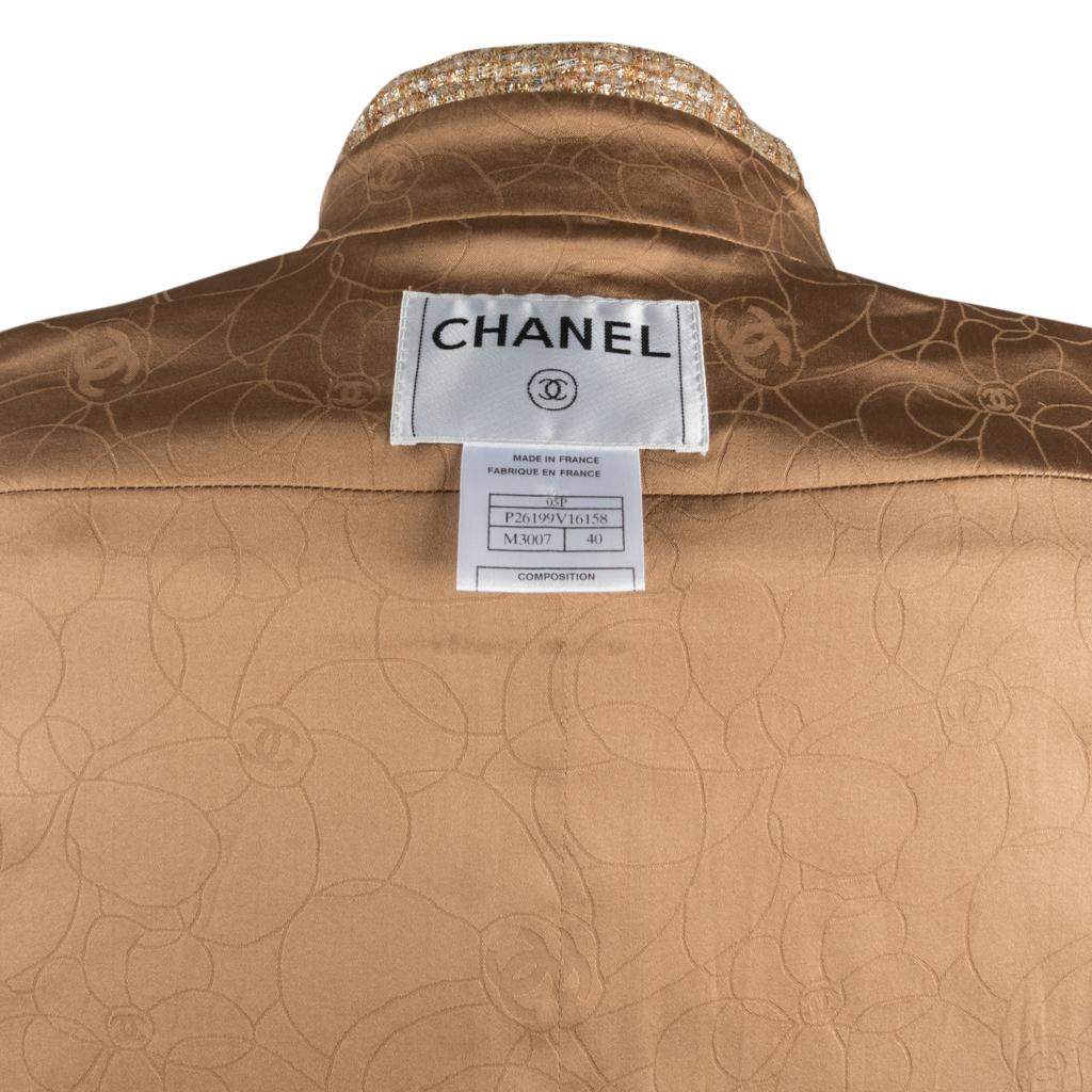 Chanel 05P Jacket Metallic Gold Silver Tweed Single Breast 40 / 8  5