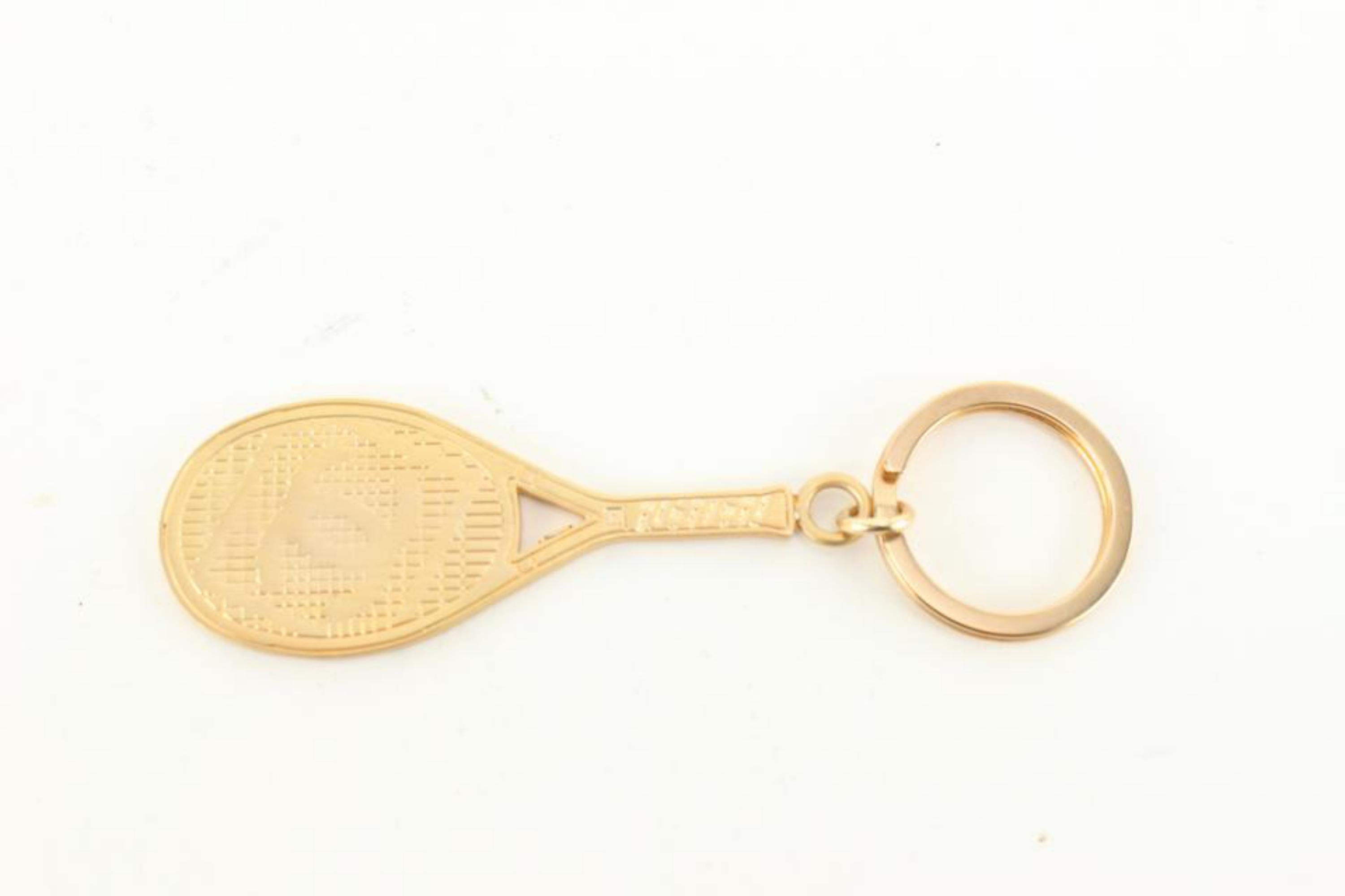 Brown Chanel 05P Tennis Racket Motif CC Sports Logo Keychain Bag Charm 52ck77s
