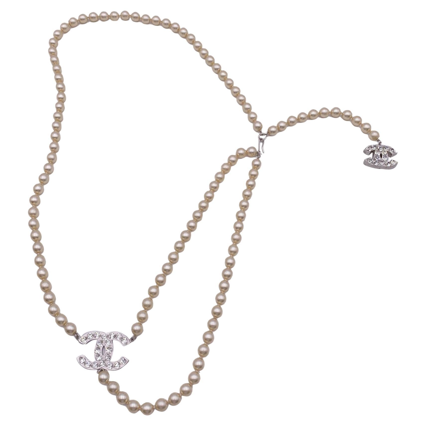 Chanel 06 Faux Pearls Beads Necklace or Belt with CC Logos