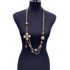Chanel 06 Kunstperlen Gold Metall Multi Kette Halskette oder Gürtel
