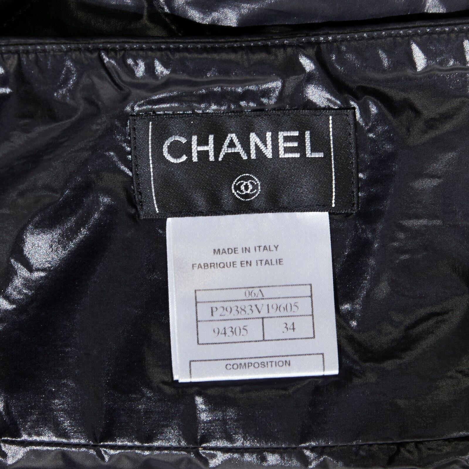 CHANEL 06A black quilted nylon dual pocket CC charm mini skirt FR34 XS 3