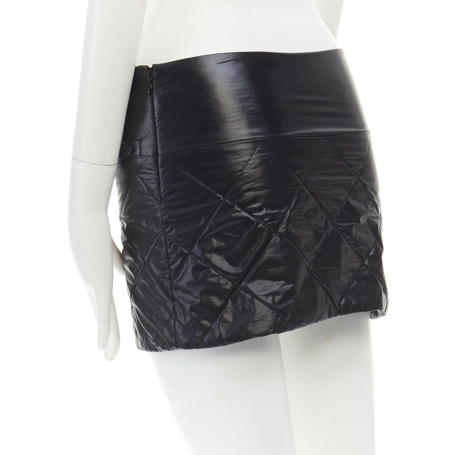 Women's CHANEL 06A black quilted nylon dual pocket CC charm mini skirt FR34 XS