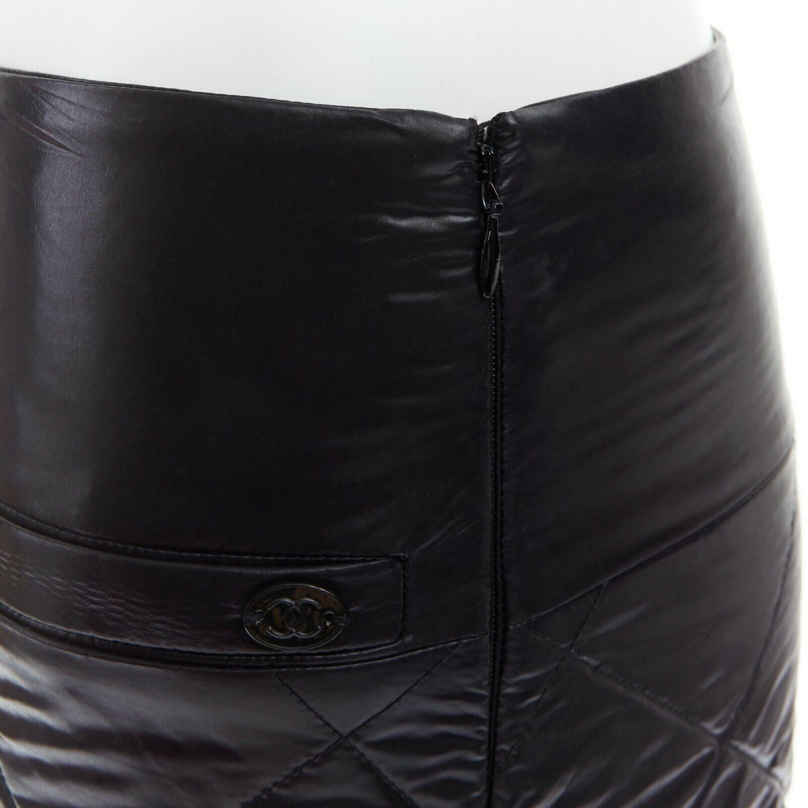 CHANEL 06A black quilted nylon dual pocket CC charm mini skirt FR34 XS 1