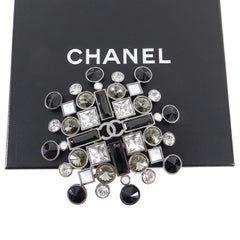 Chanel 06A Large Black, Clear, Grey, Crystal Statement Brooch Pin