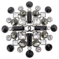 Chanel 06A Large Black, Clear, Grey, Crystal Statement Brooch Pin