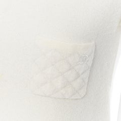 CHANEL 06A lurex cashmere silk blend CC logo diamond patch shoulder top FR38