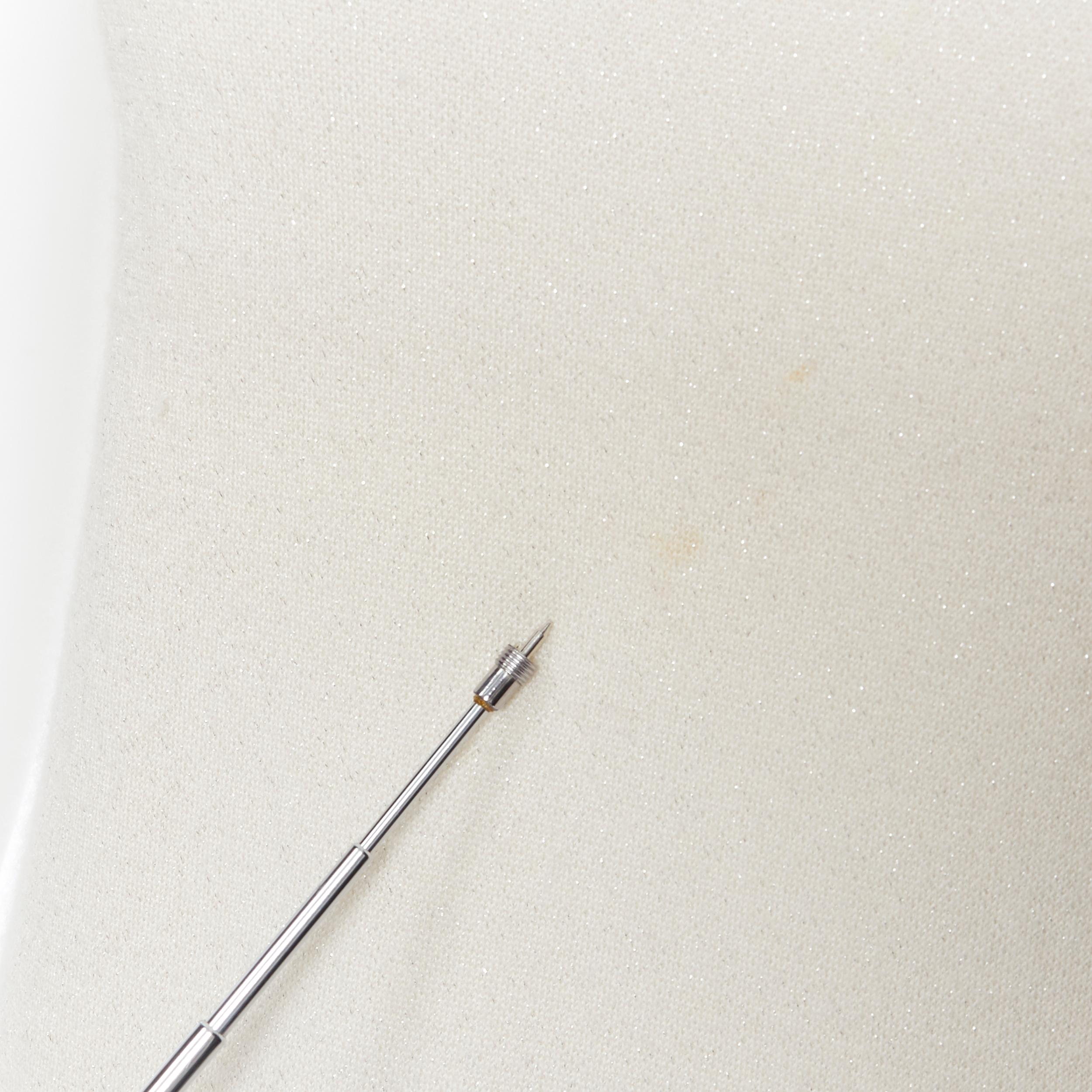 CHANEL 06A lurex cashmere silk blend CC logo diamond patch shoulder top FR38 4