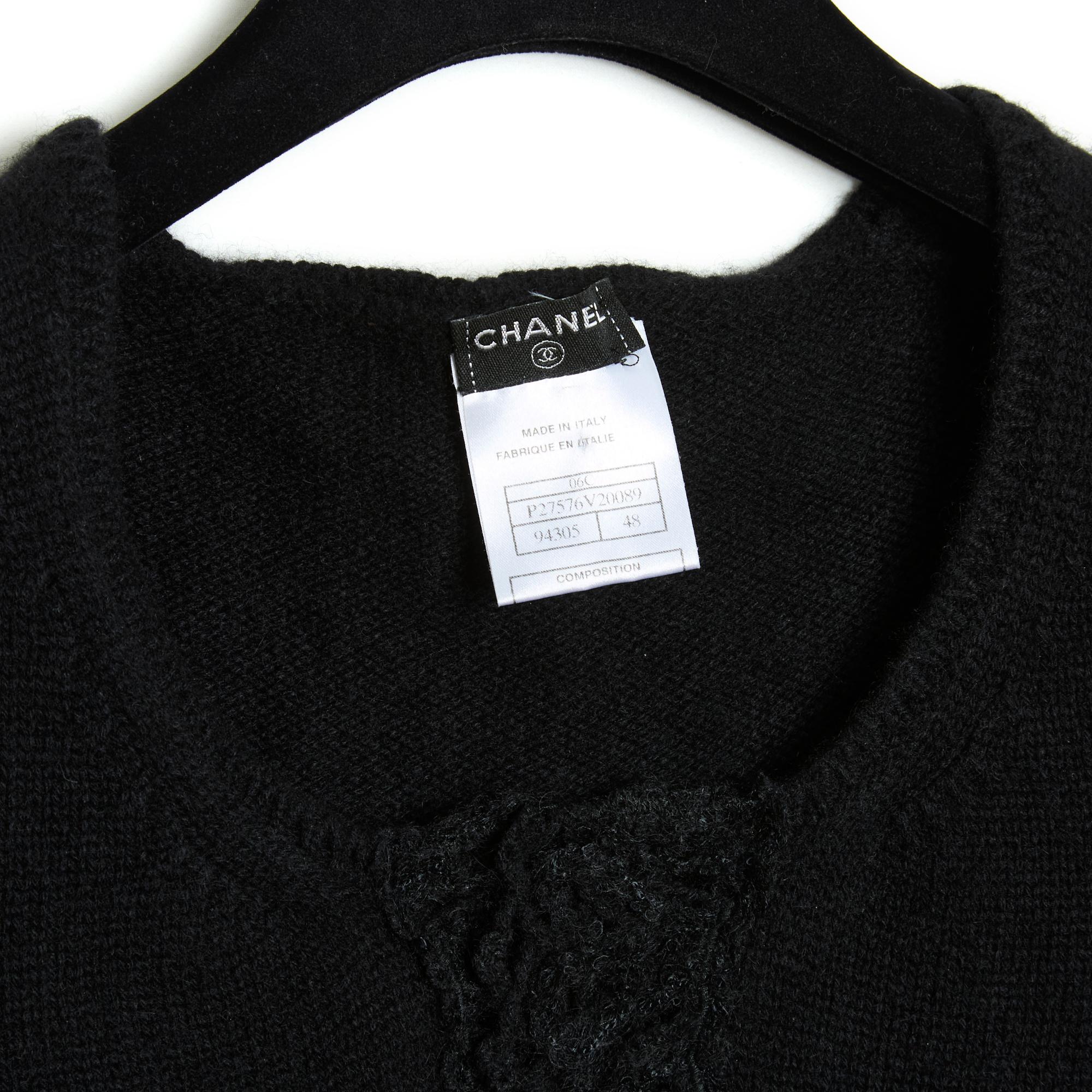Chanel 06C Cardigan FR42 Cashmere Black Cardigan Resort 2006 Jacket US12 For Sale 1