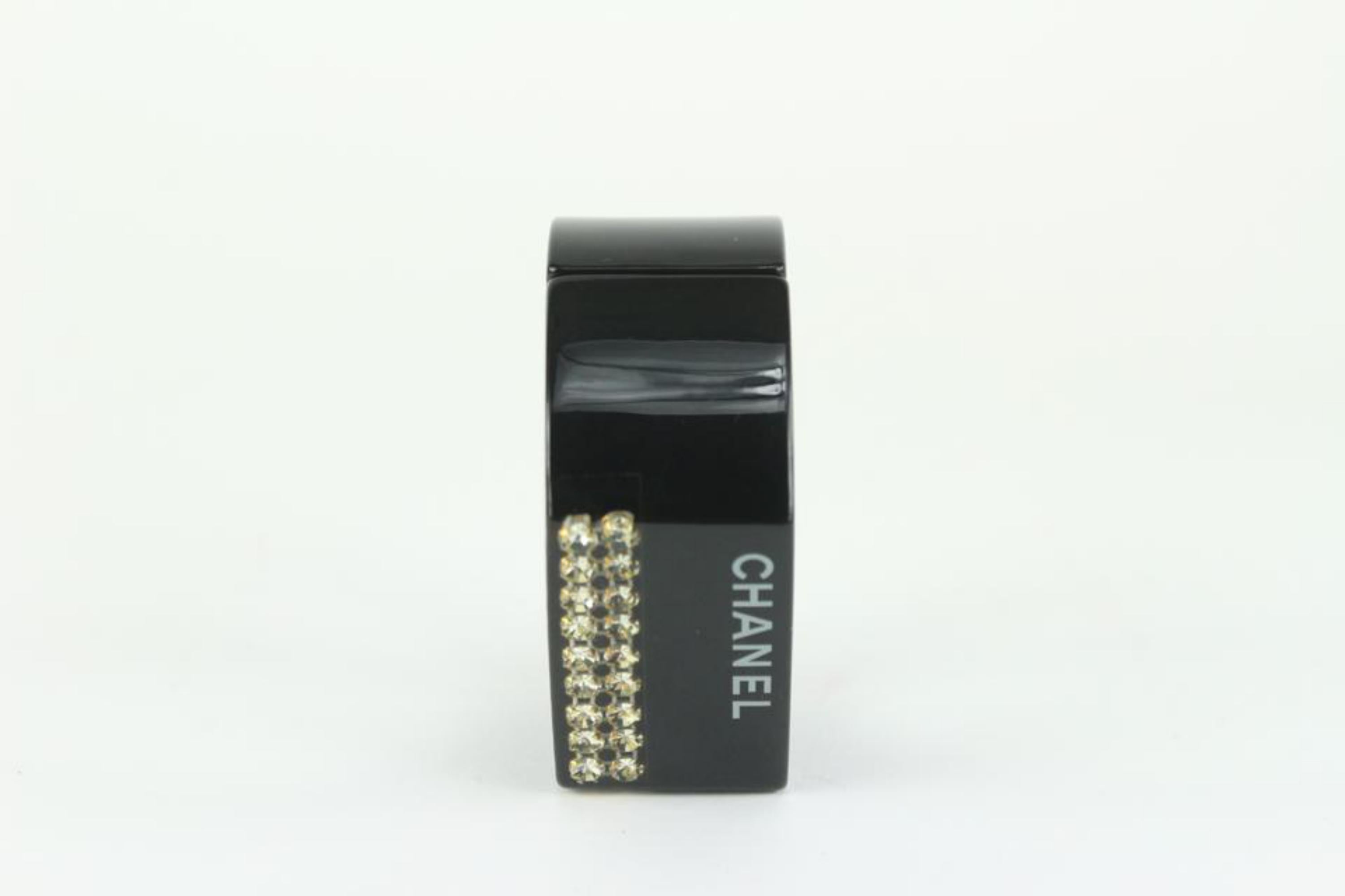 Chanel 06P Black CC Crystal Logo Cuff Bangle Bracelet 106c10 1