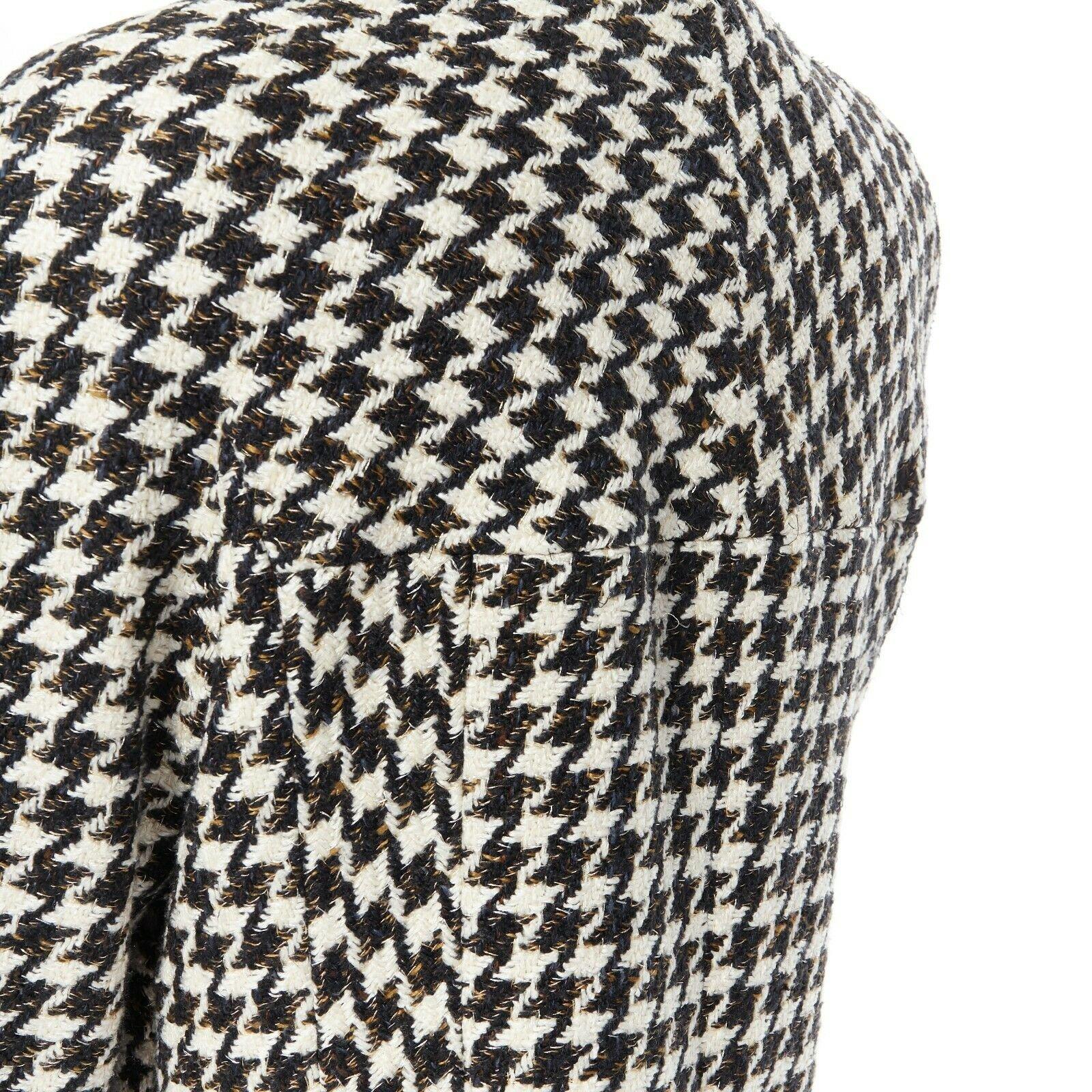 CHANEL 06P black white houndstooth tweed asymmetric wrapped front jacket FR40 6