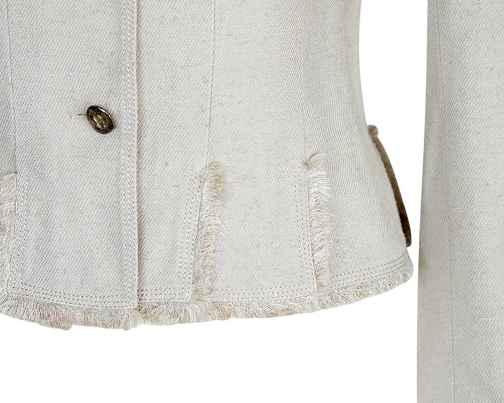 Women's Chanel 06P Skirt Suit Raw Silk Stone Colour  36 Jacket 34 Skirt