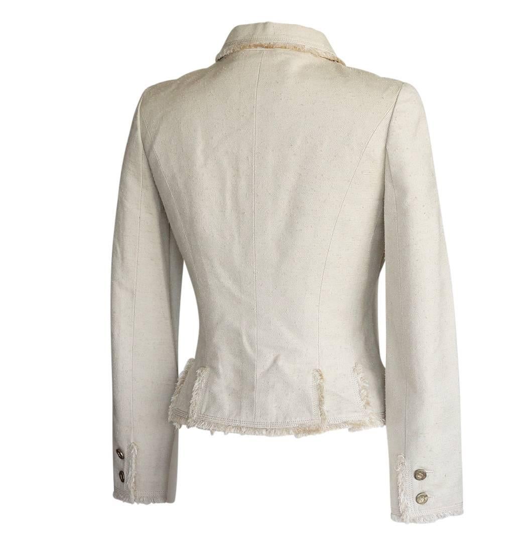 Chanel 06P Skirt Suit Raw Silk Stone Colour  36 Jacket 34 Skirt 1