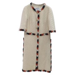 CHANEL 07A 2007 Tweed Braided Trim Metallic CC Logo Jacket Coat