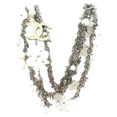 Used Chanel 07A Barbed Wire Pearl CC Lariat Necklace Barbwire s128c41