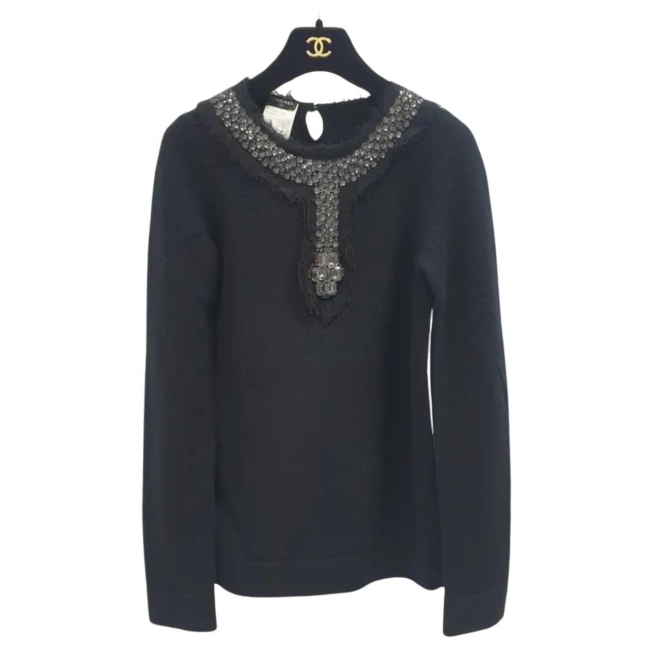 CHANEL 07A Cashmere Jewel Embellished Sweater  For Sale