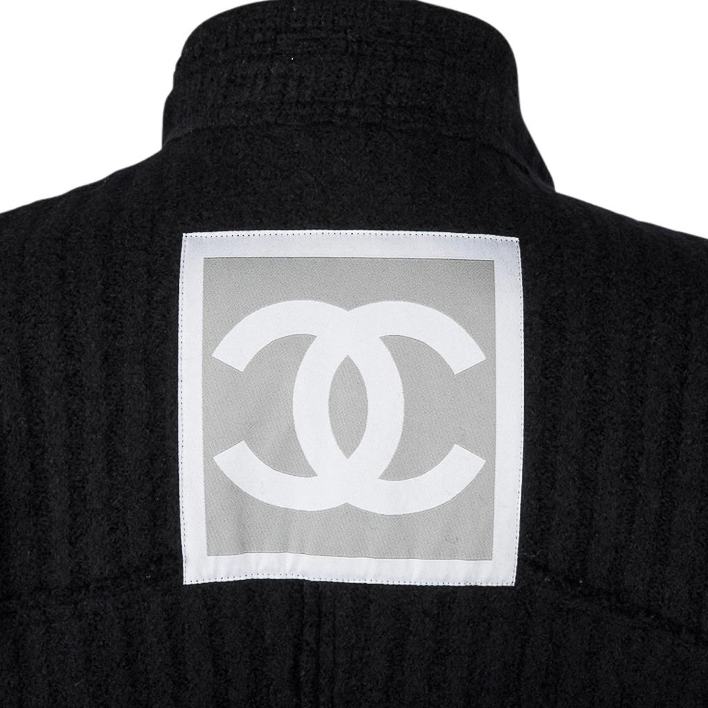 Chanel 07A Coat Peacoat Jacket Black White Trim Great Buttons 44 8