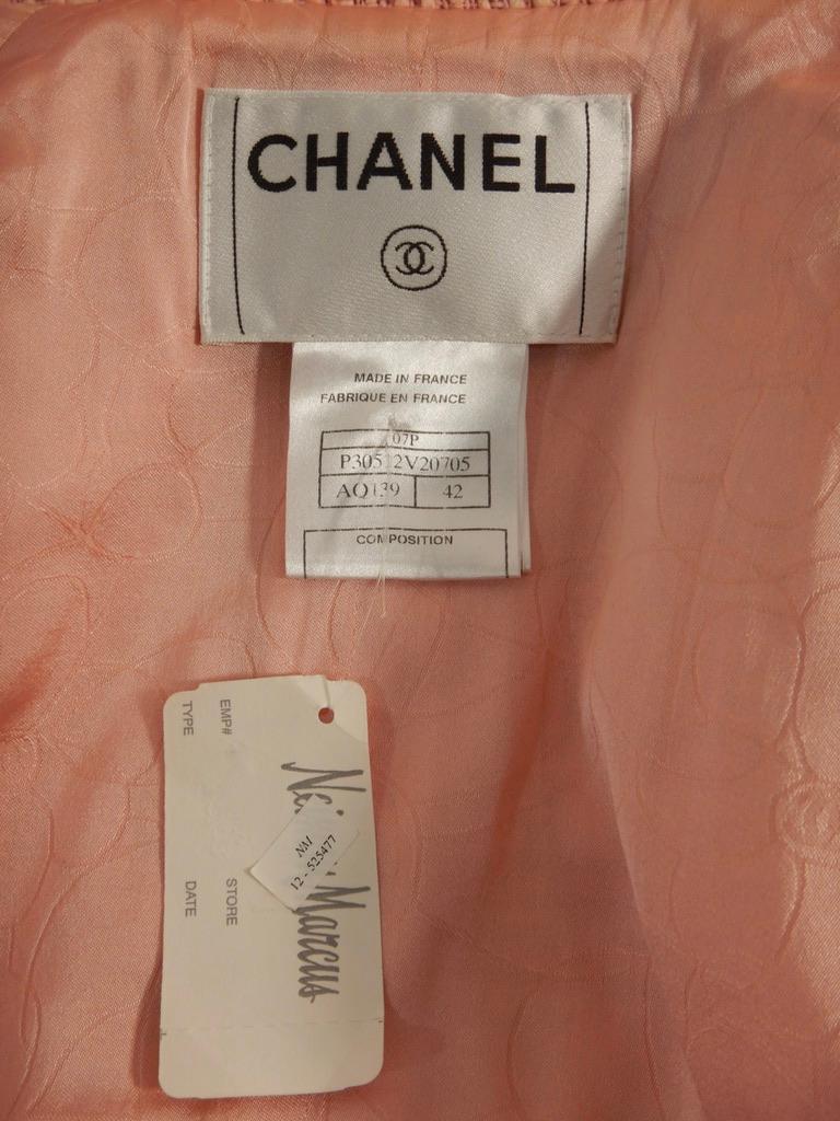 Chanel 07A Fall 2007 Pink Silk Tweed Crop Jacket For Sale 1