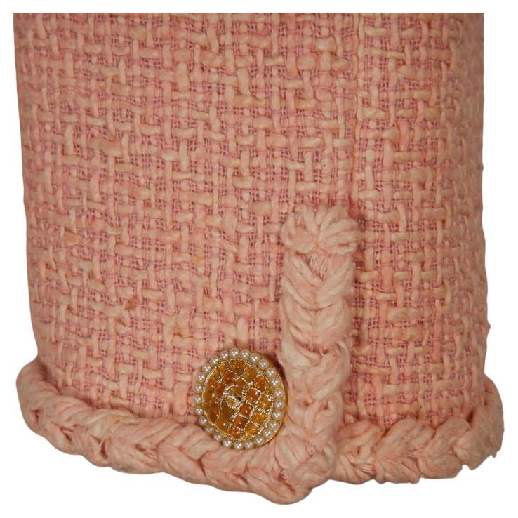 Chanel 07A Fall 2007 Pink Silk Tweed Crop Jacket For Sale 2