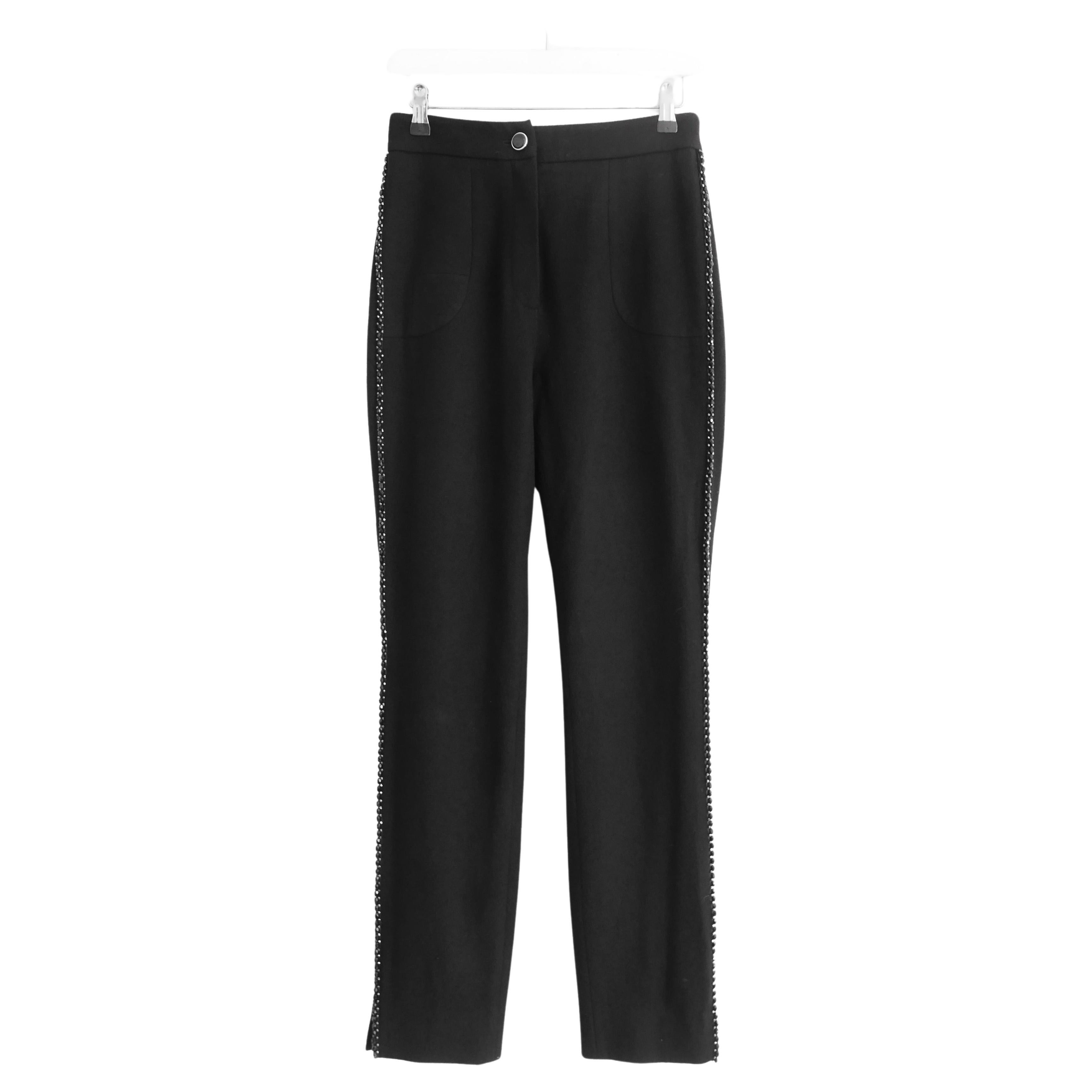 Chanel 07A Paris-MonteCarlo Beaded Tuxedo Pants Trousers For Sale
